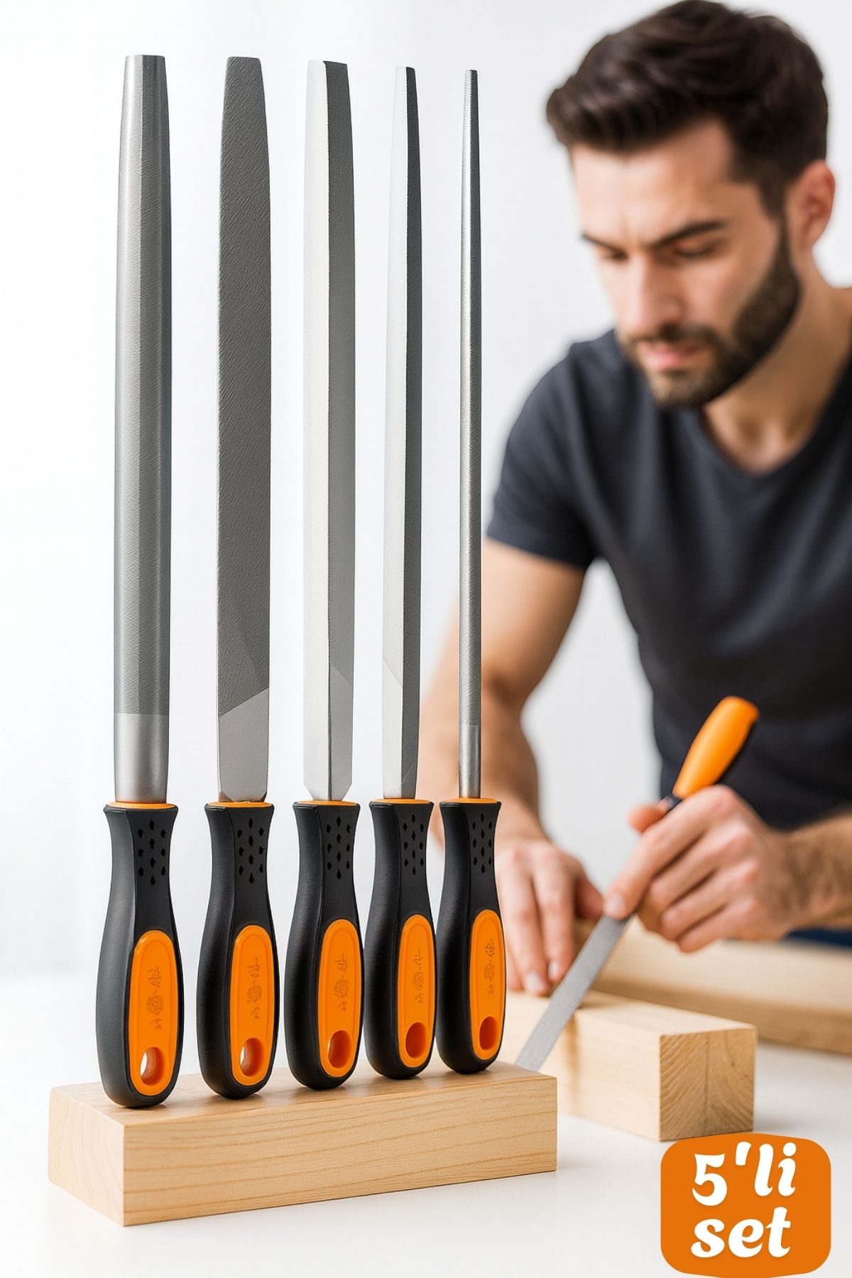 5’li Profesyonel El Eğesi ve Törpü Seti - Ahşap Törpüsü - Ağaç Törpüsü Endüstriyel Karbon Çelik 722558