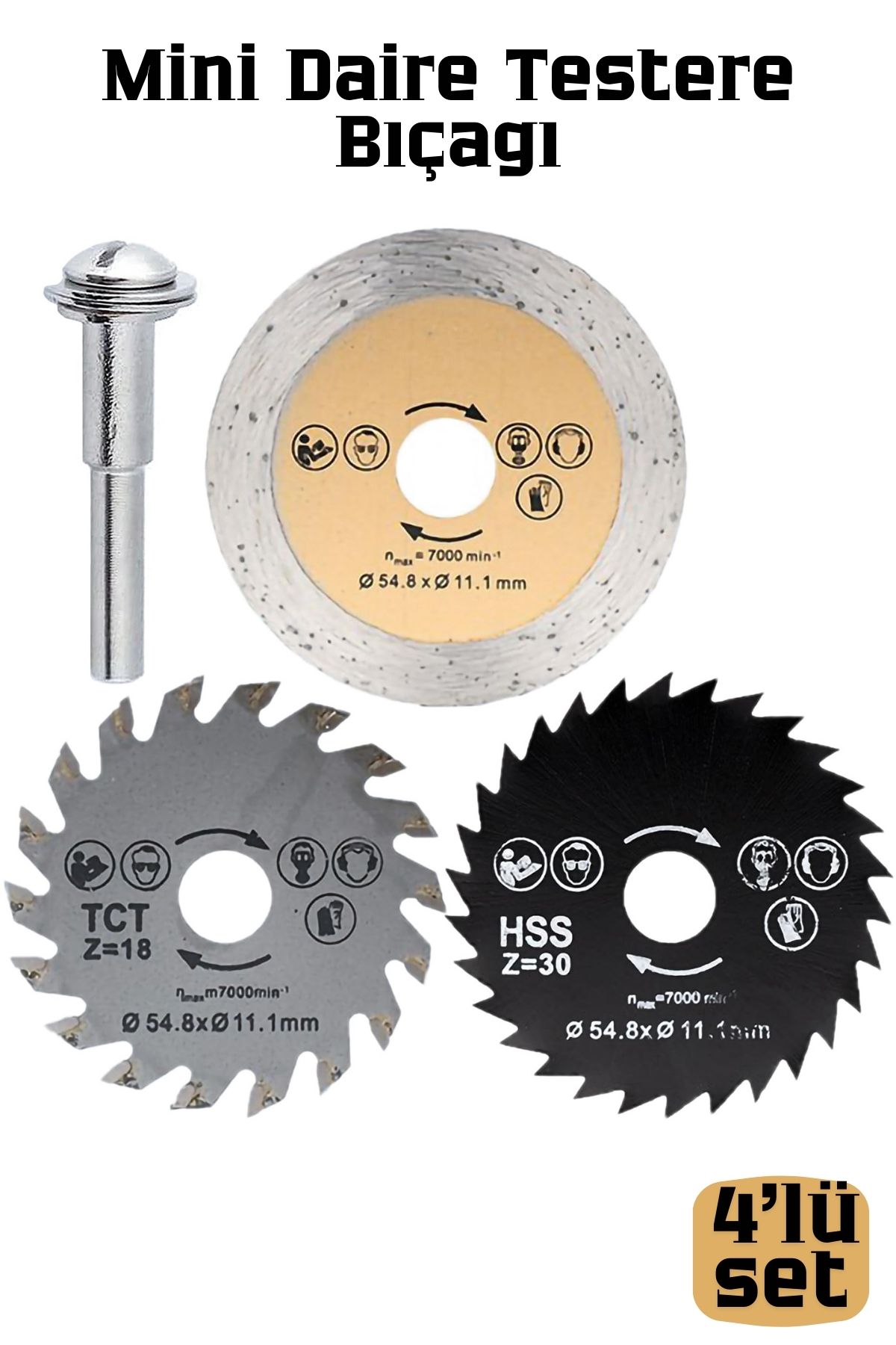 3'lü Mini Daire Testere Bıçağı Seti - HSS, TCT ve Elmas Kesici Disk 722541