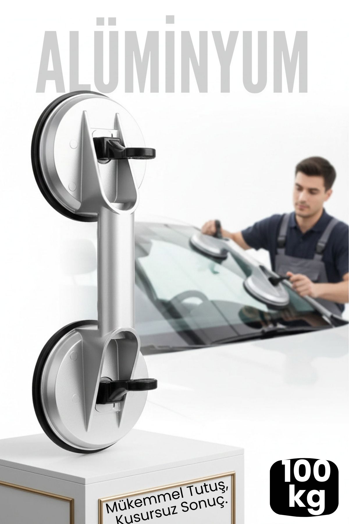 Profesyonel Alüminyum 100 KG Kilitli Vantuzlu Ağır Cam Seramik Fayans Mermer Kaldırıcı 115 mm 722540