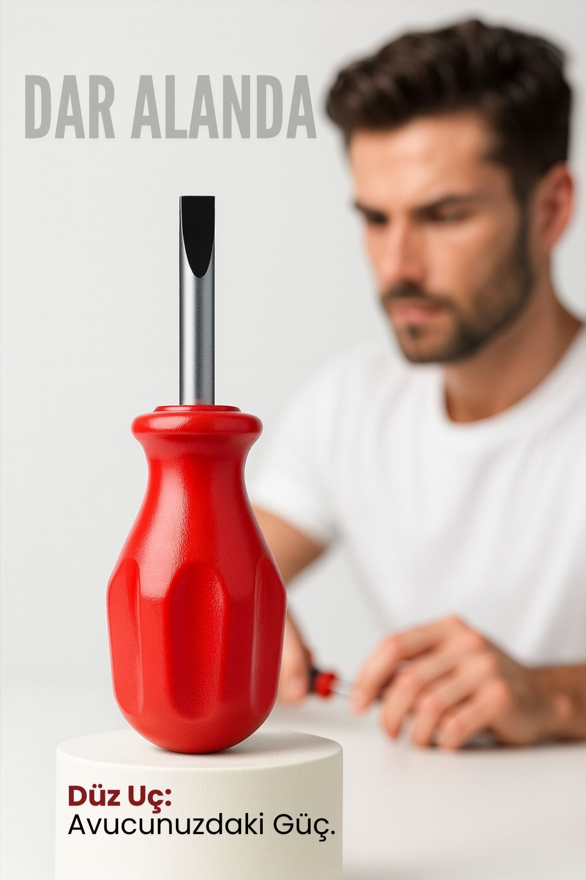 Avuç İçi Mini Topaç Tornavida Düz Uçlu Kısa Şaft Ufak Vidalama Anahtarı Hassas El Aleti 716082