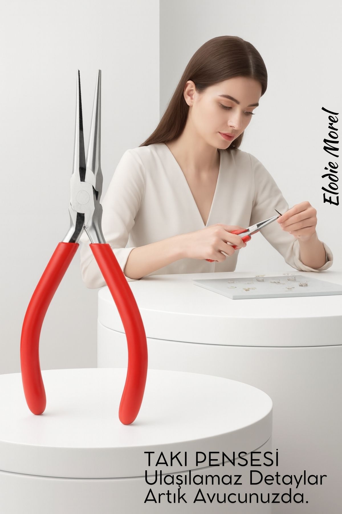 Profesyonel Uzun İnce Sivri Uçlu Kargaburun Takı Pensesi 12 cm - Hassas Mücevherat Onarımı 722506