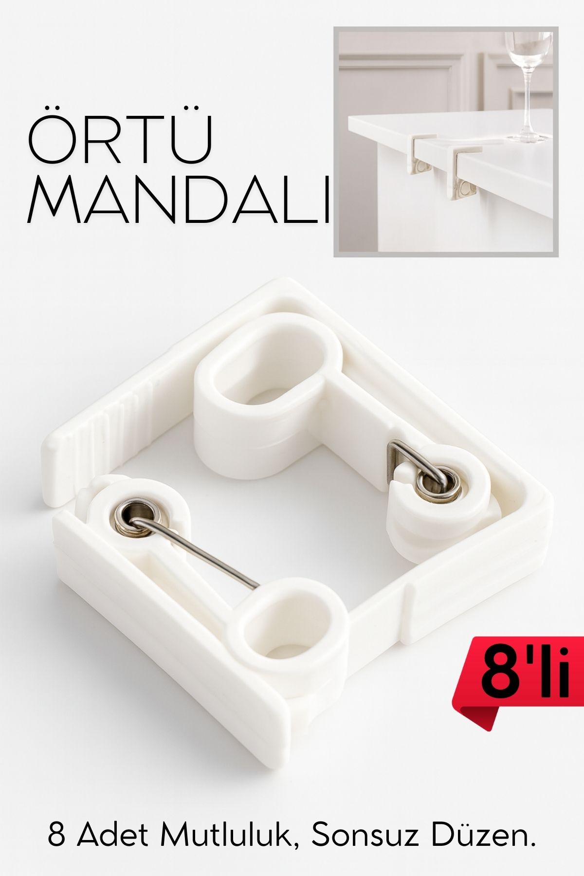 Masa Örtüsü Mandalı Kavisli Plastik 8'Lİ Yaylı Klips 718290