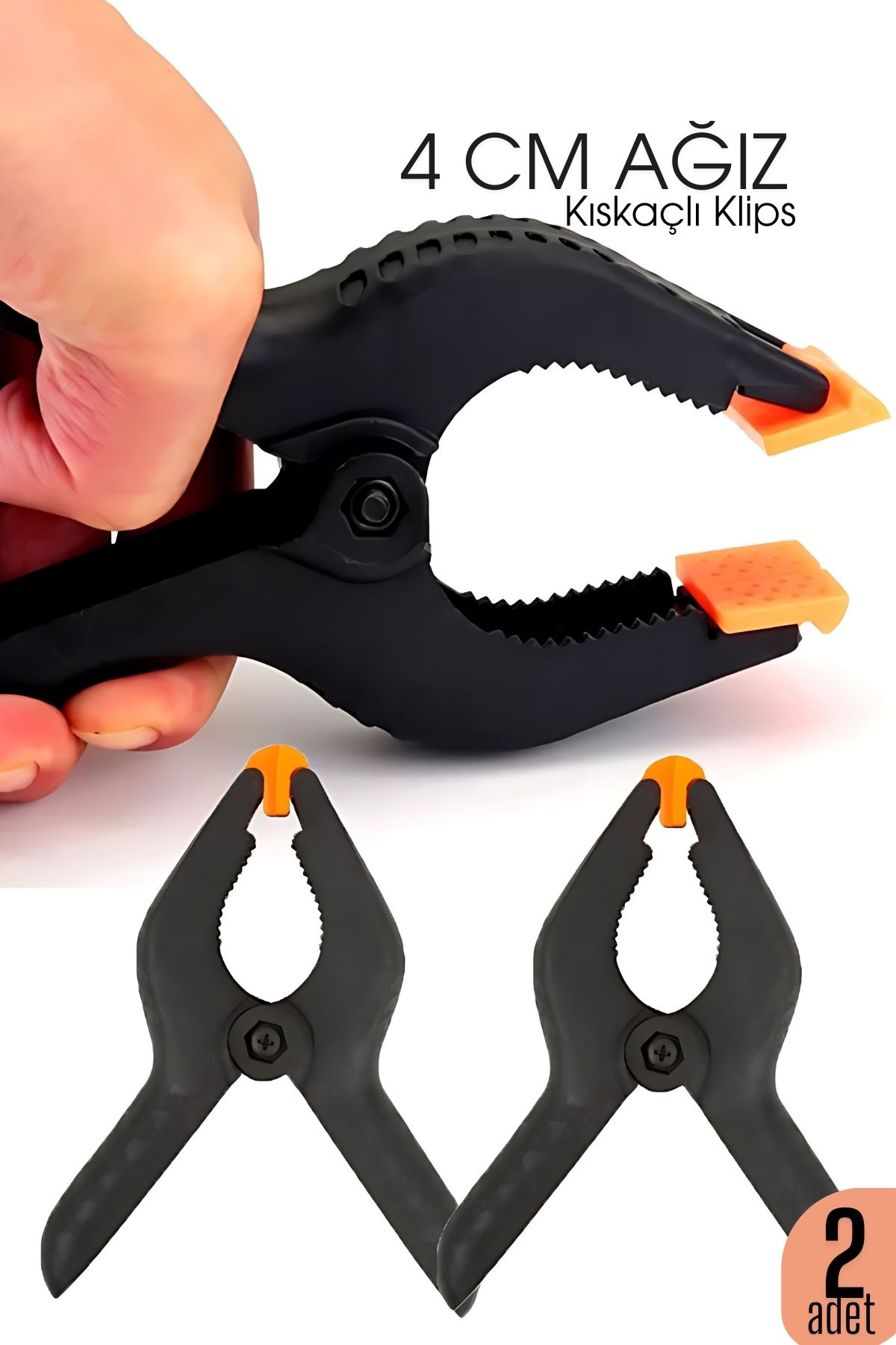 Kıskaç Klips Yaylı Işken ce Plastik Kelepçe Güçlü Mafsallı Çene 4 inç 4 cm ağız 722449