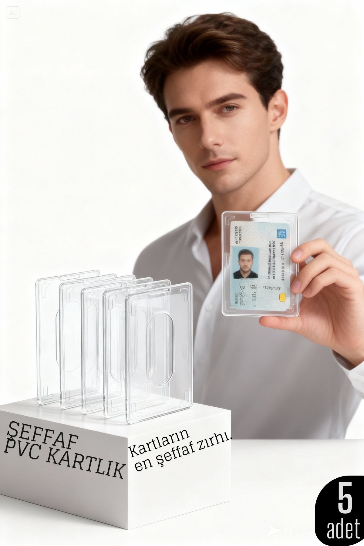 5’li PVC Kartlık – Ehliyet, Kimlik, Kredi Kartı Koruyucu Şeffaf Plastik Kılıf 427980