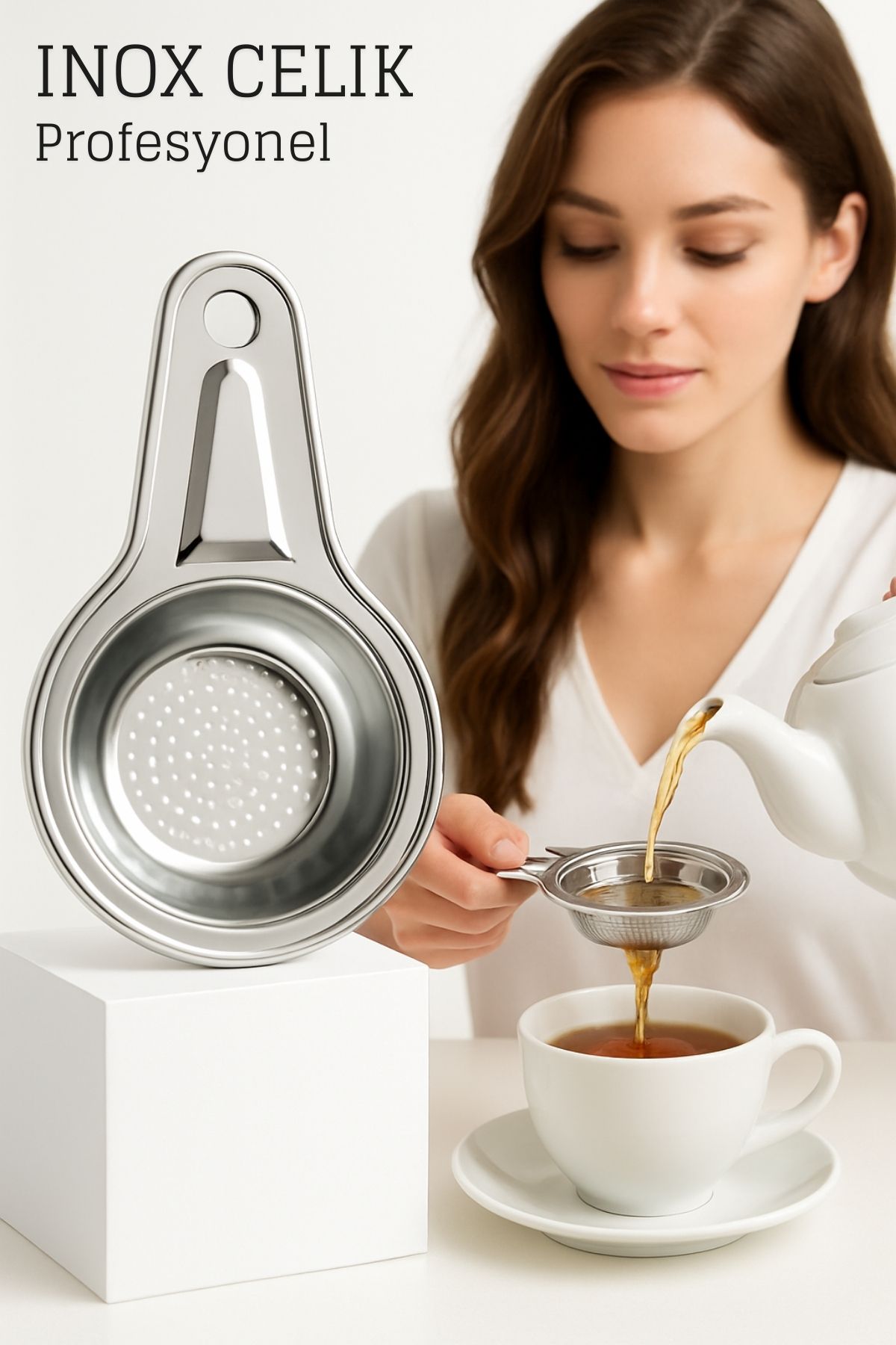 Inox Çelik Çay Süzgeci - Profesyoneller İçin Paslanmaz Çelik 722395