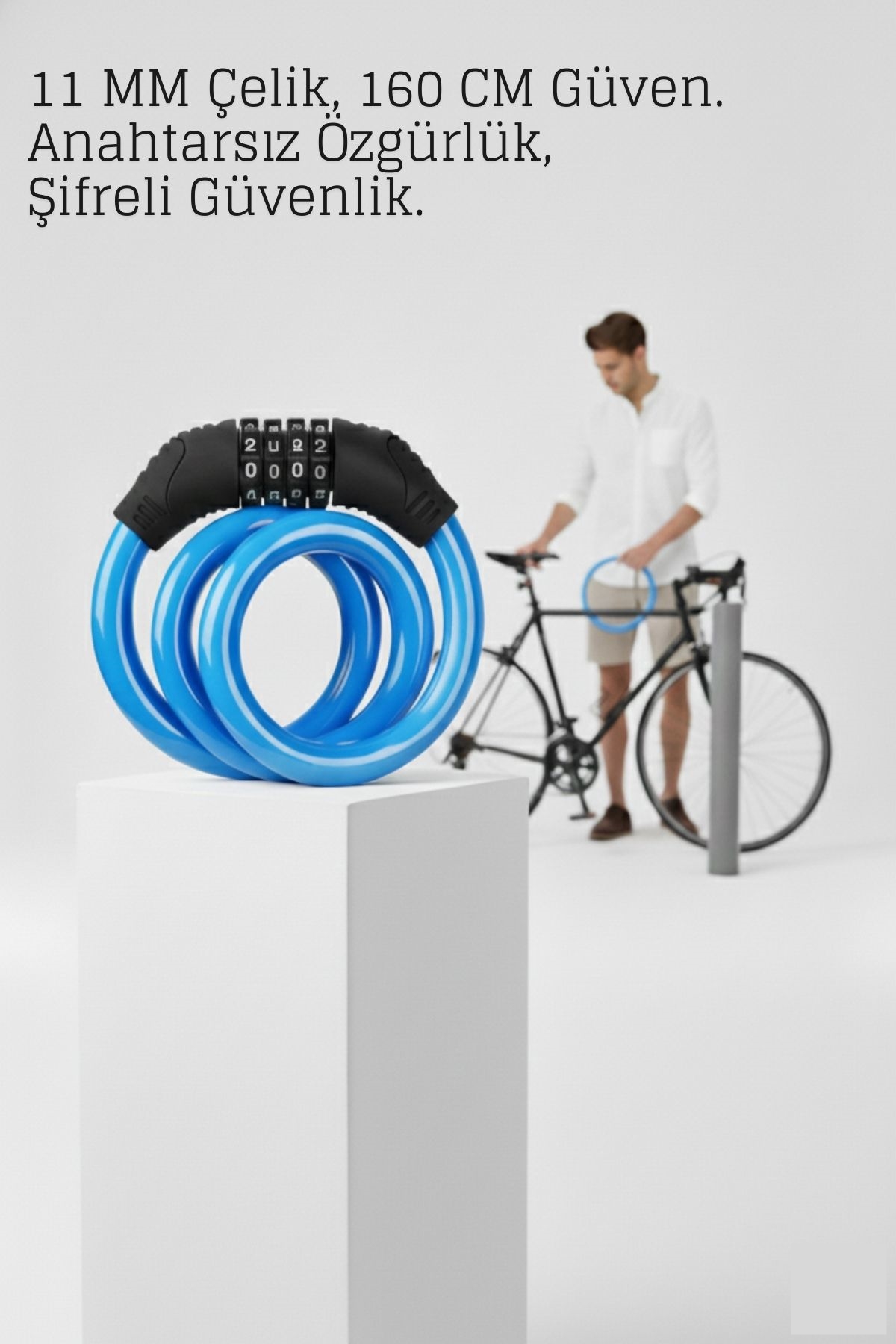 Şifreli Bisiklet Kilidi Scooter Motosiklet Kilidi - Anahtarsız Güvenlik Çelik Kablo 722393