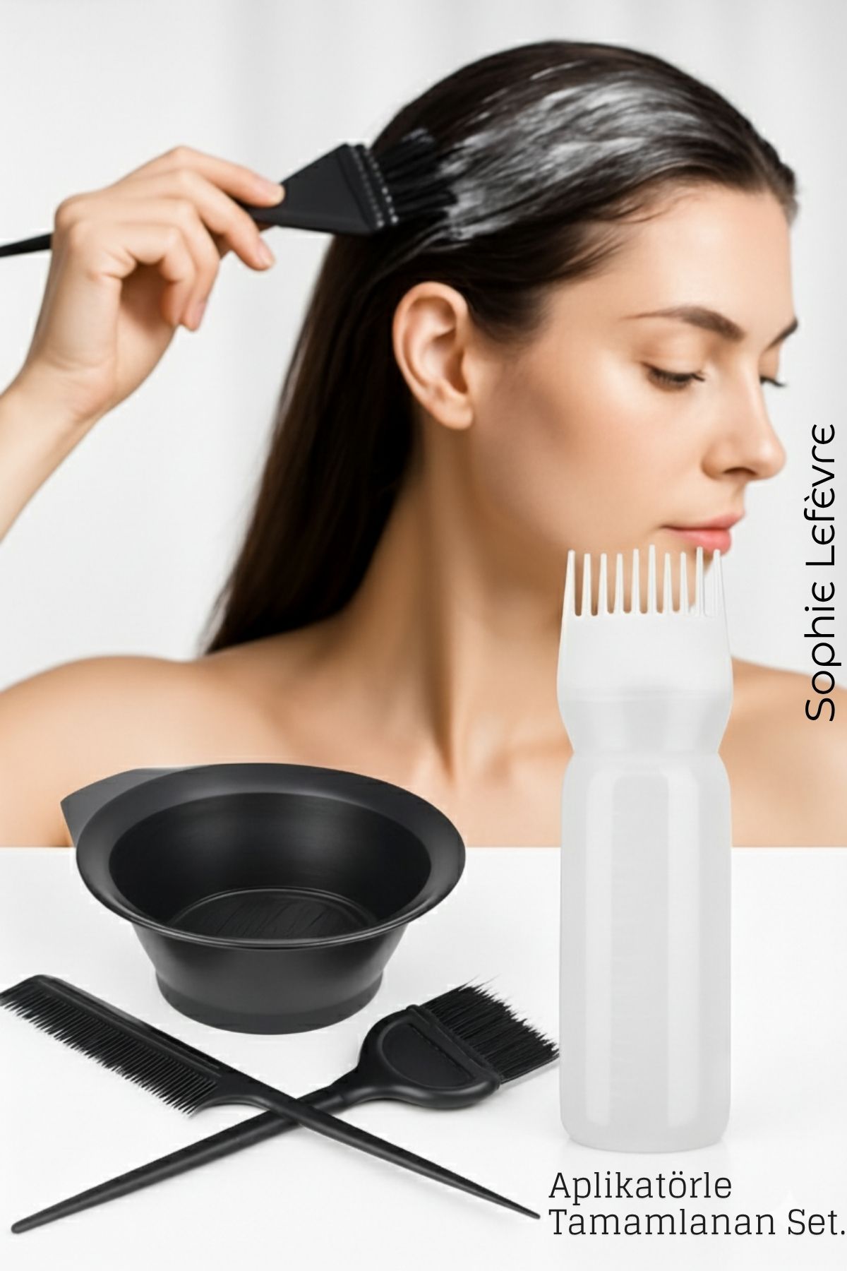 Saç Boyama Seti 3’lü ve Saç Boyası Eşit Dağıtım Şişesi  Tarak, Seti Fırça, Boya Kabı 722392