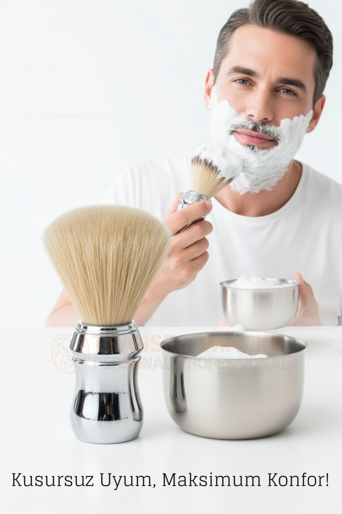 Klasik Tıraş Seti – Krom Parlak Saplı Fırça & 304 Paslanmaz Çelik Tıraş Tası  722374