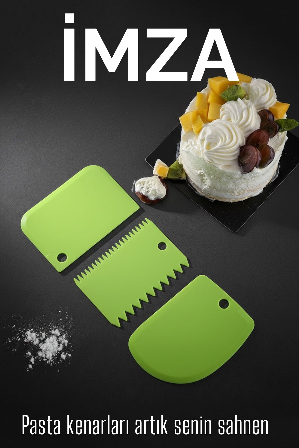 3’lü Dekoratif Şekillendirme Aparatı Hamur Pasta Kesici Kazıma  (Düz, Dişli, Kavisli) 717830