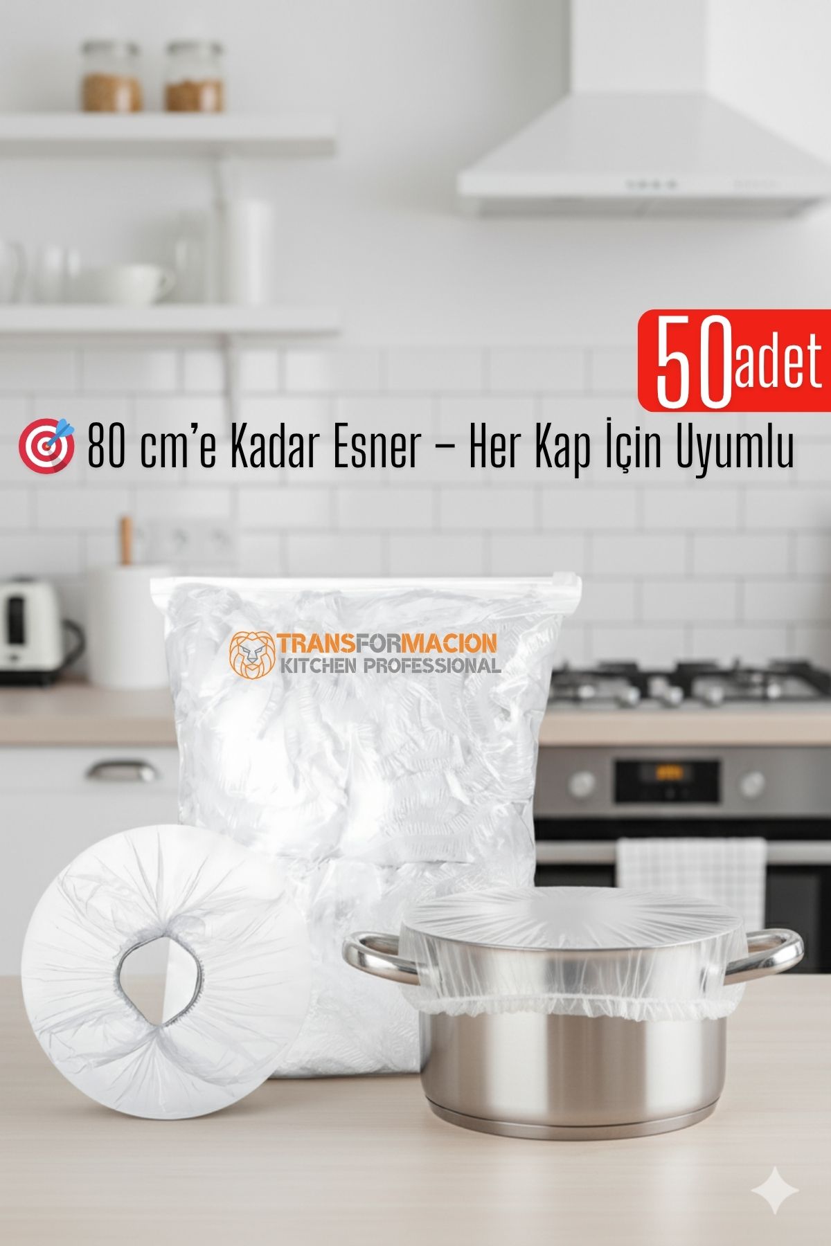 50'li Tencere Bonesi - 80 cm Esnek Streç Kapak Seti, Gıda Koruma İçin 722223