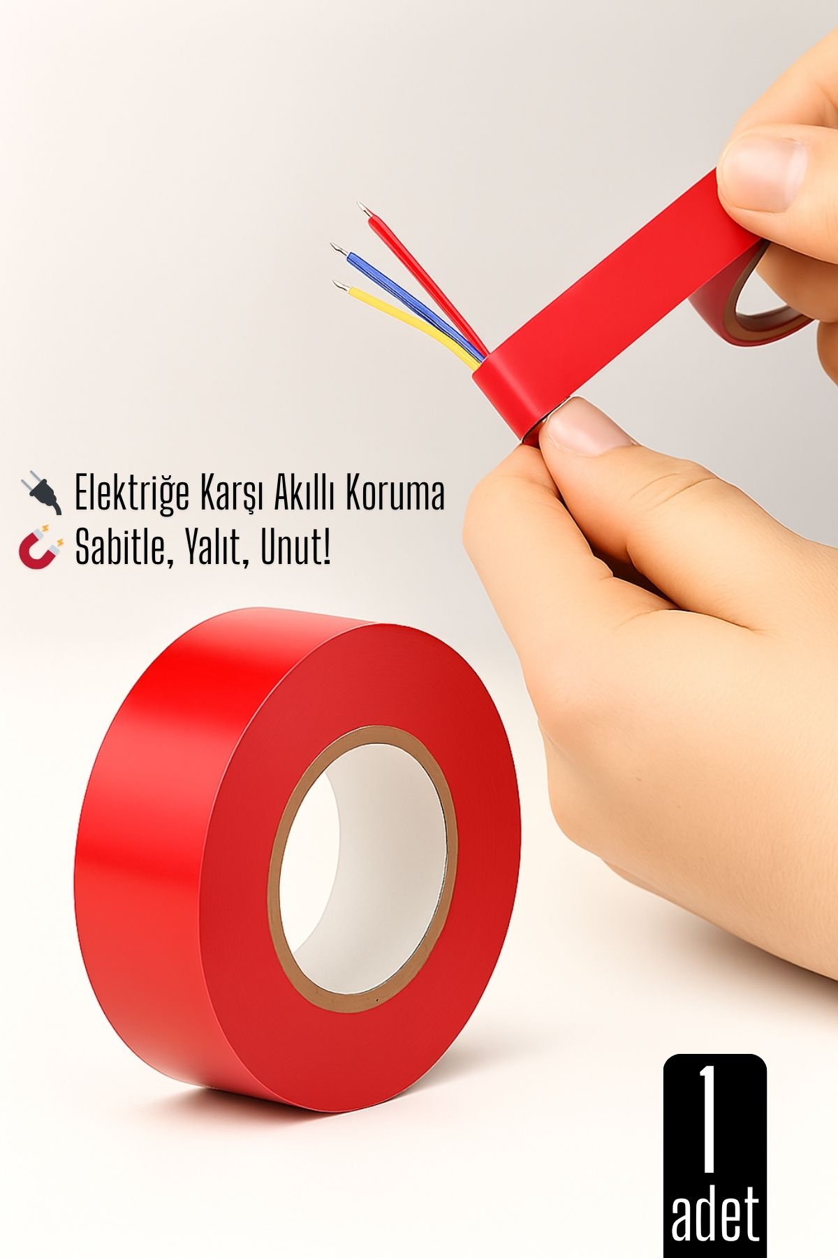 KIRMIZI Elektrik  Bandı – Yüksek Yalıtım Gücü, Kablo Sabitleme ve Elektrik Koruma İçin 722220