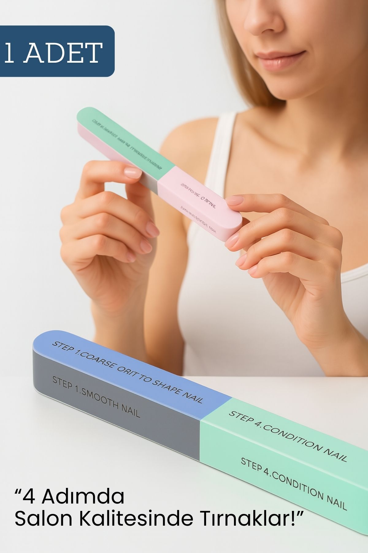 7 Yüzeyli Tırnak Törpü ve Parlatma Blok Sünger Renkli, Ergonomik ve Profesyonel Manikür İçin  717828