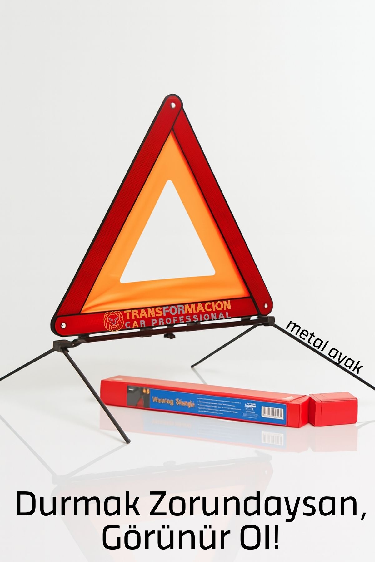 Ucgen Reflektör Reflektörlü Uyarı Üçgeni – Katlanabilir Metal Ayaklı | Araç Güvenliği ve Acil Durumlar İçin Zorunlu Ekipman 424534