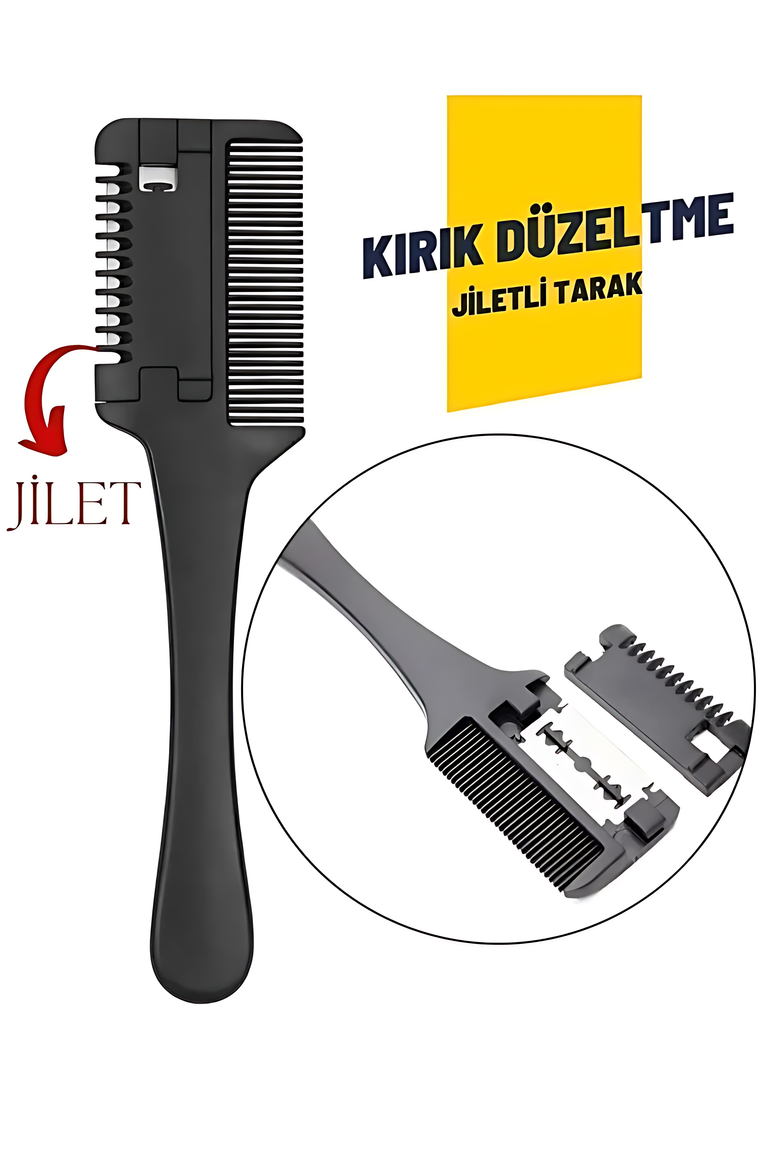 Saç İnceltme ve Şekillendirme Tarağı Çift Fonksiyonlu Saç Kırığı İçin Saç İncelten Jiletli Tarak 714779