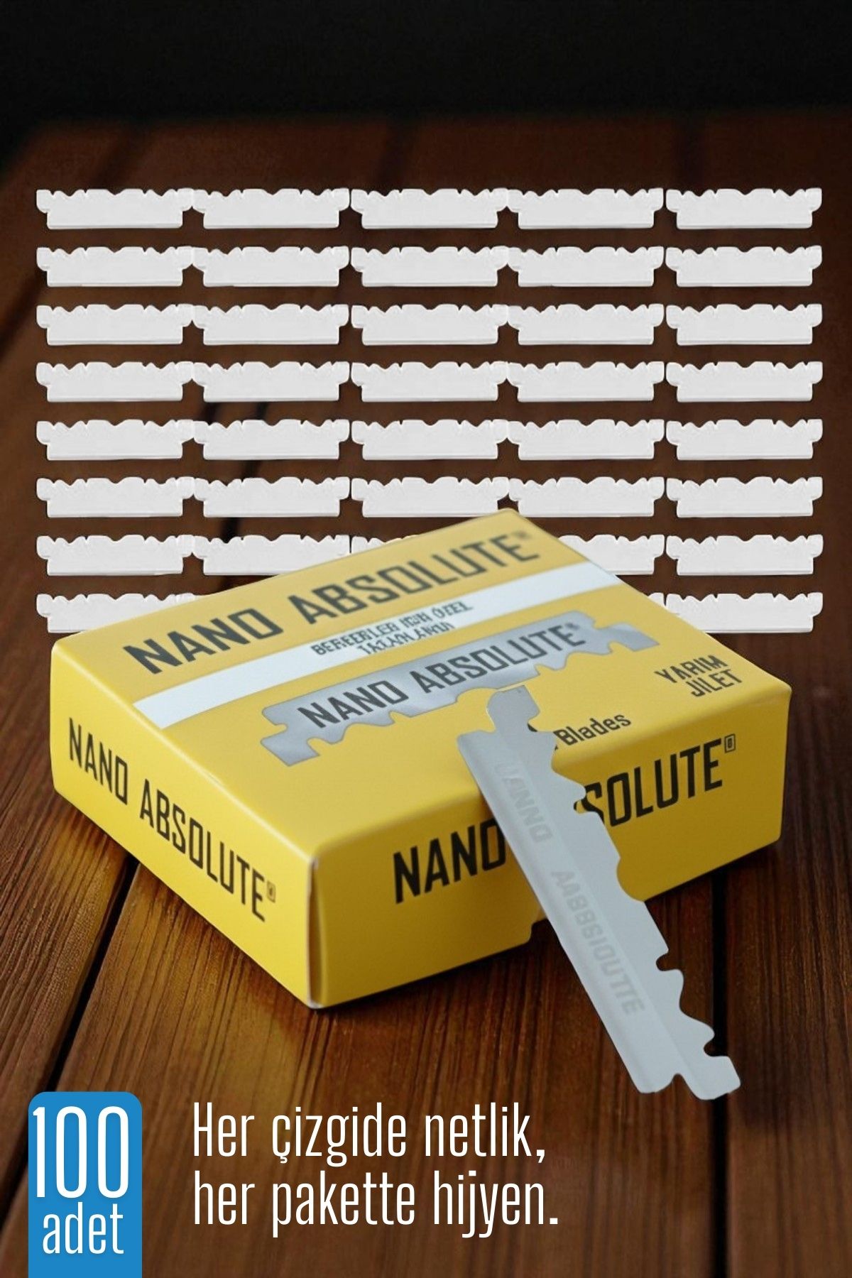 100 lü Berber Ustura Jileti - Yarım Jilet- Berber Jileti Nano Absolute 722127