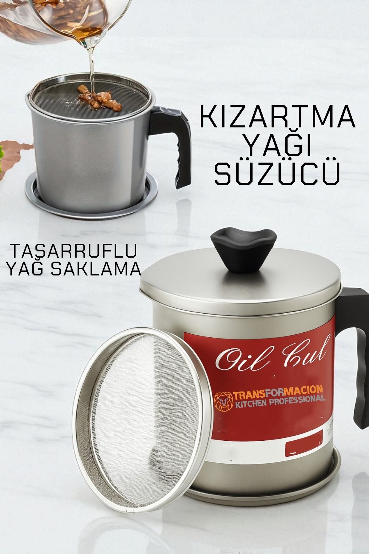Kızartma Yağı Süzücü - Yağ Saklama Kabı - Tasarruflu Yağ Ayırıcı  722054