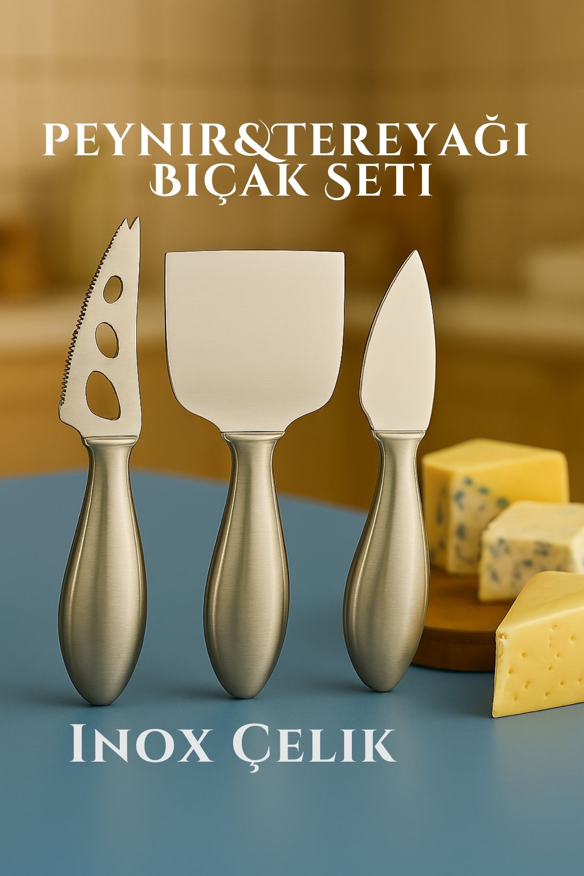 Inox Peynir Bıçağı Seti - Tereyağı Bıçağı Kahvaltı Seti Profesyonel Tasarım 304 Paslanmaz Çelik 722041