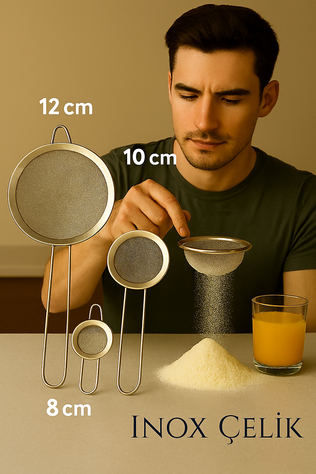 Inox Süzgeç Seti - 3 Boy Çok Amaçlı Süzgeç 304 Çelik Profesyoneller İçin 722027