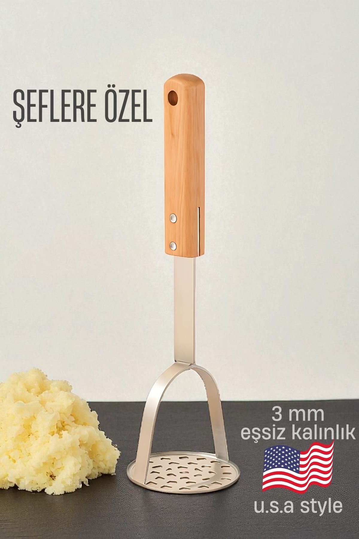 Patates Ezici 3 mm Kalınlık 304 Paslanmaz Çelik Havuç Muz Avokado Ezici 722002