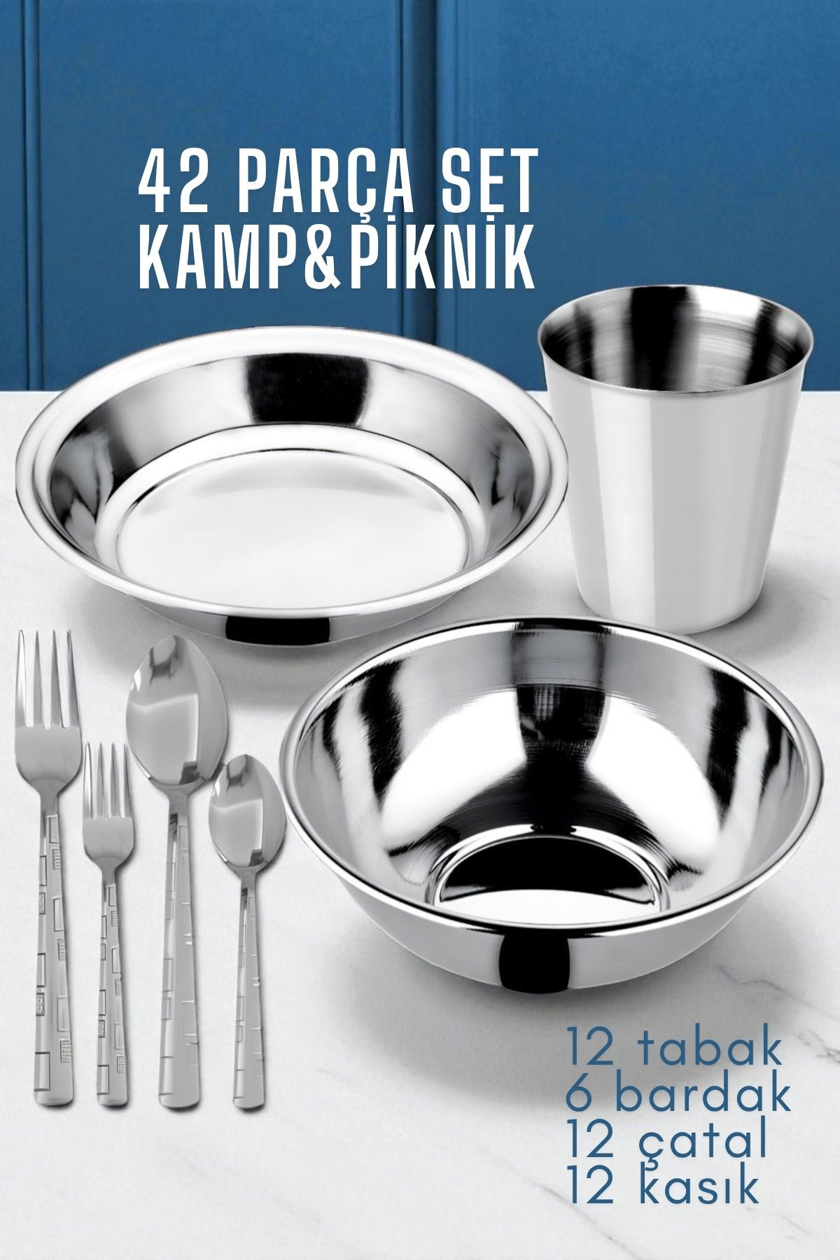 42 Parça Tabak Kase Bardak Çatla Kaşık Seti Kamp Piknik Seti  721970
