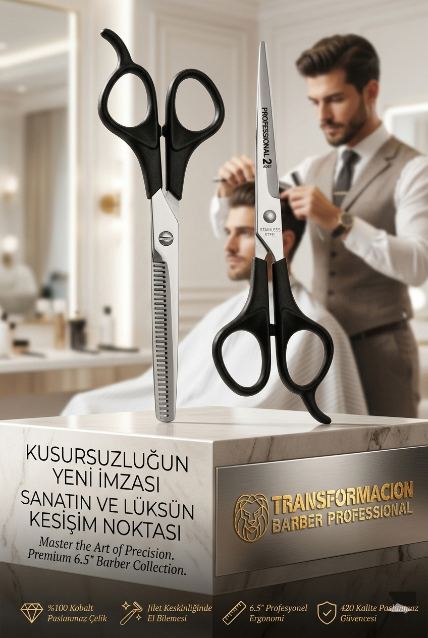 Berber Makas Ara Makas Seti Profesyonel 6.5 inç Çelik 719773