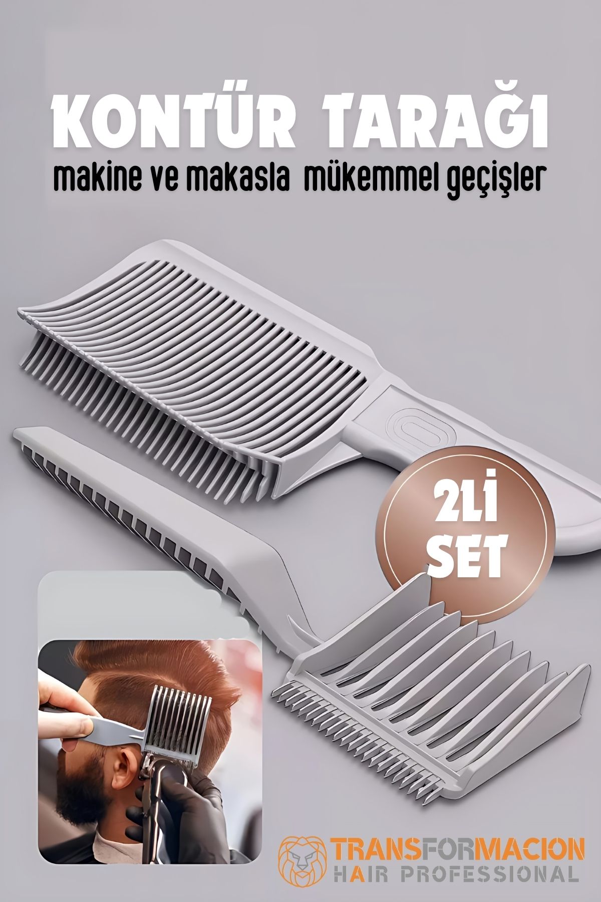 Kuaför Berber Kavisli Kontur Kesim Tarağı 2 li SET 721920