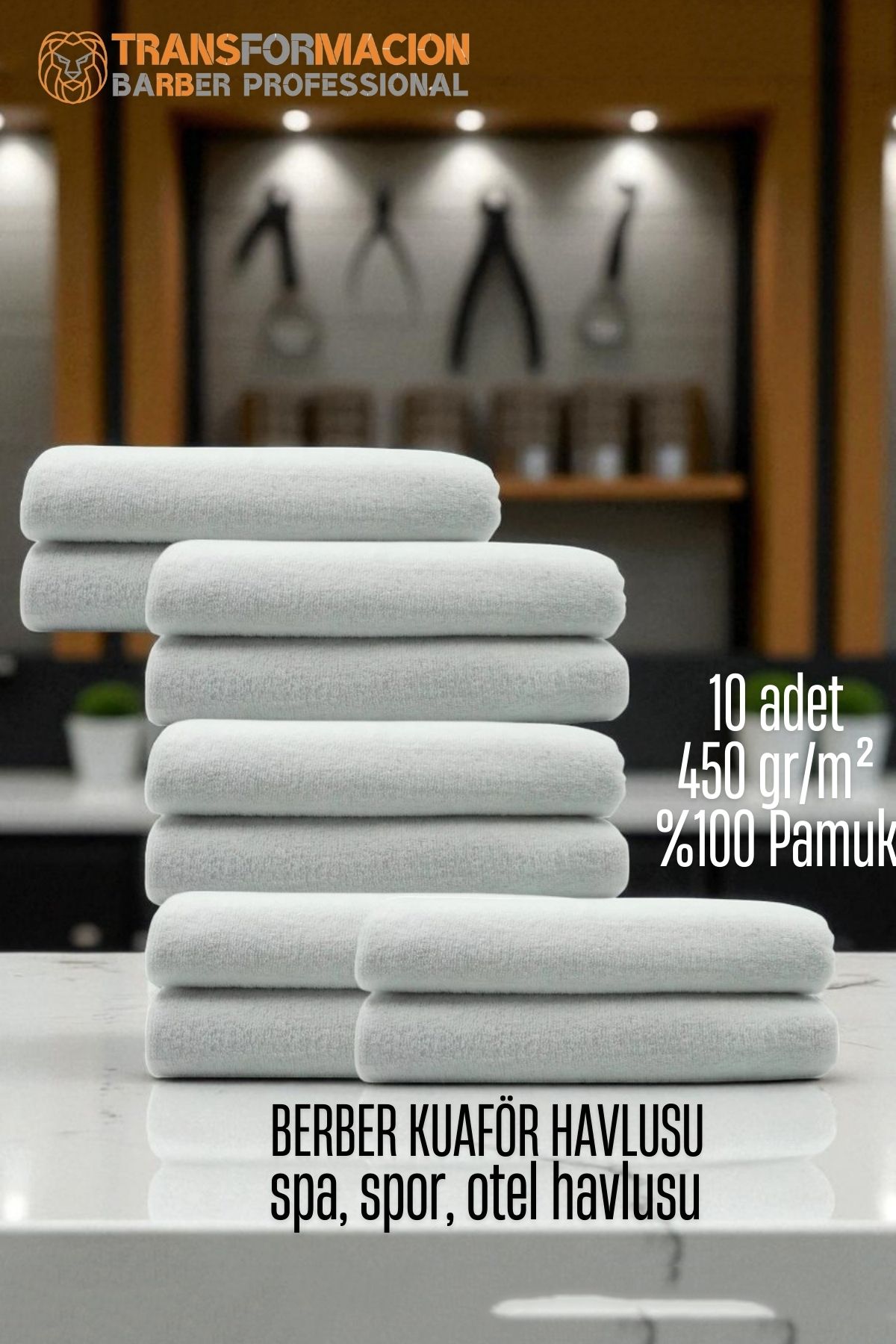 Kuaför Berber Havlusu 10 ADET Pamuk Berber Havlusu 50x90 Beyaz 721908