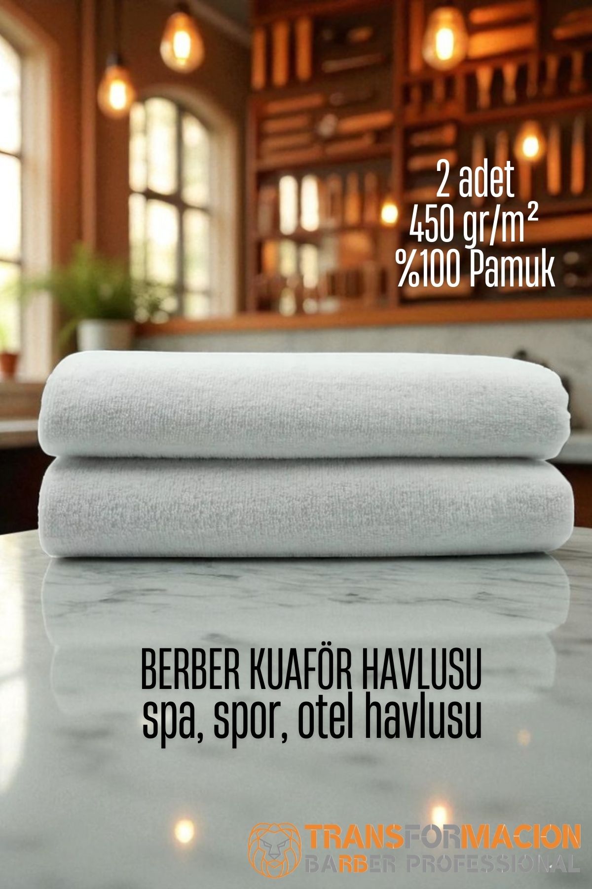 Kuaför Berber Havlusu 2 ADET Pamuk Berber Havlusu 50x90 Beyaz 721906