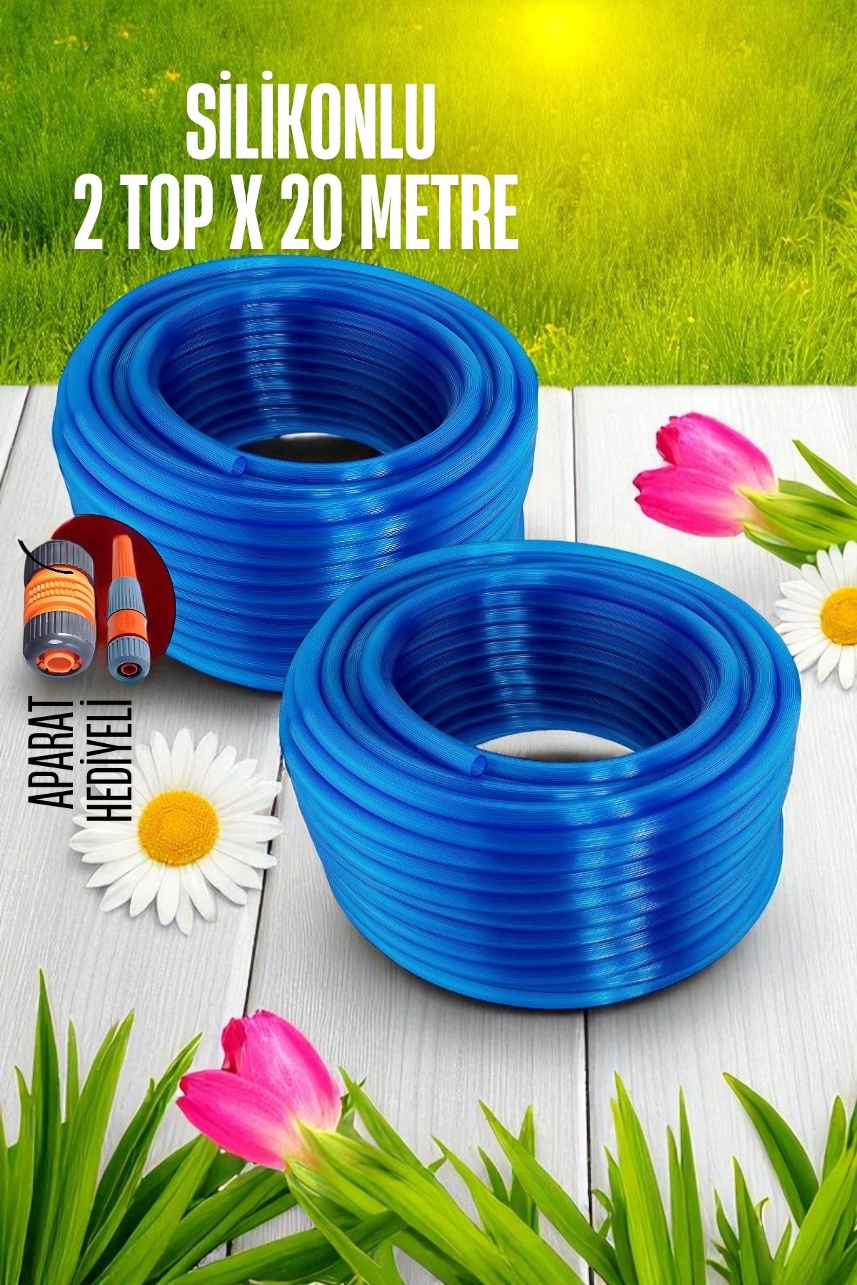 40 Metre Silikonlu Bahçe Hortumu Sulama Aparatı HEDİYELİ 712343