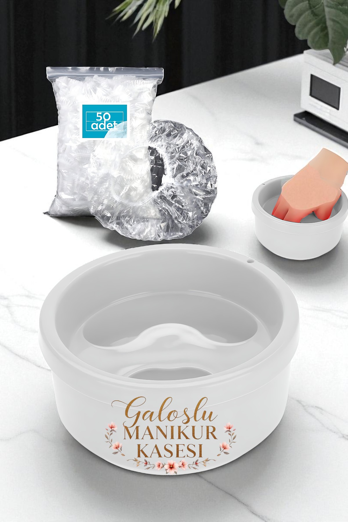 Manikür Kabı - 50 Adet Galoşlu Manikür Kasesi - Parmak Yumuşatma Manikür Kasesi 721876