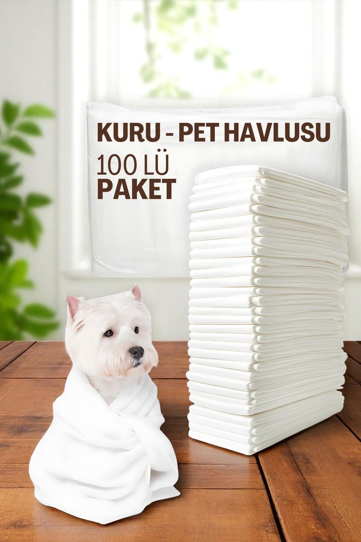 Pet Havlusu - Kedi Köpek Banyo Havlusu Tek Kullanımlık Kuru Havlu 40X80 CM 100 Adet 721808