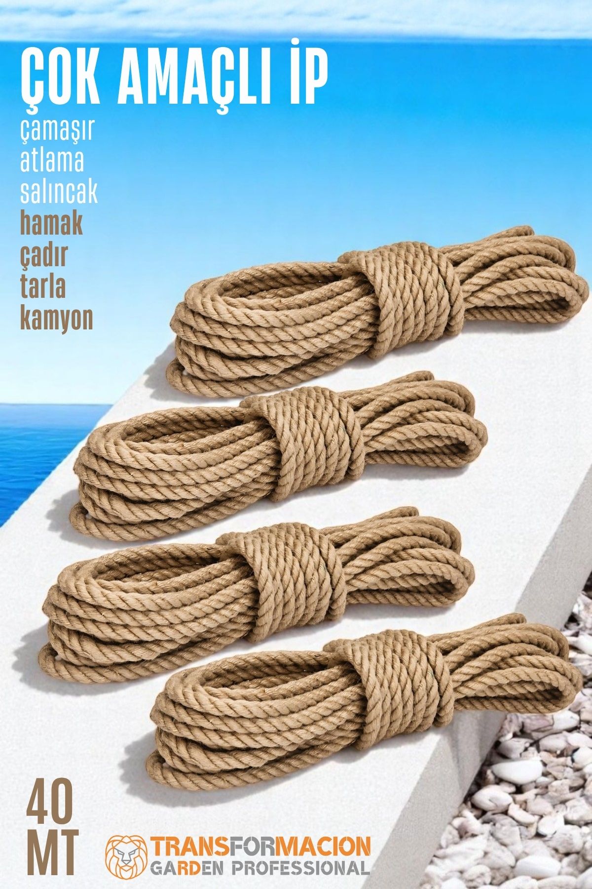 Çok Amaçlı Kalın İp Hamak İpi - Çamaşır İpi Salıncak İpi Atlama İpi 40 Metre 721767