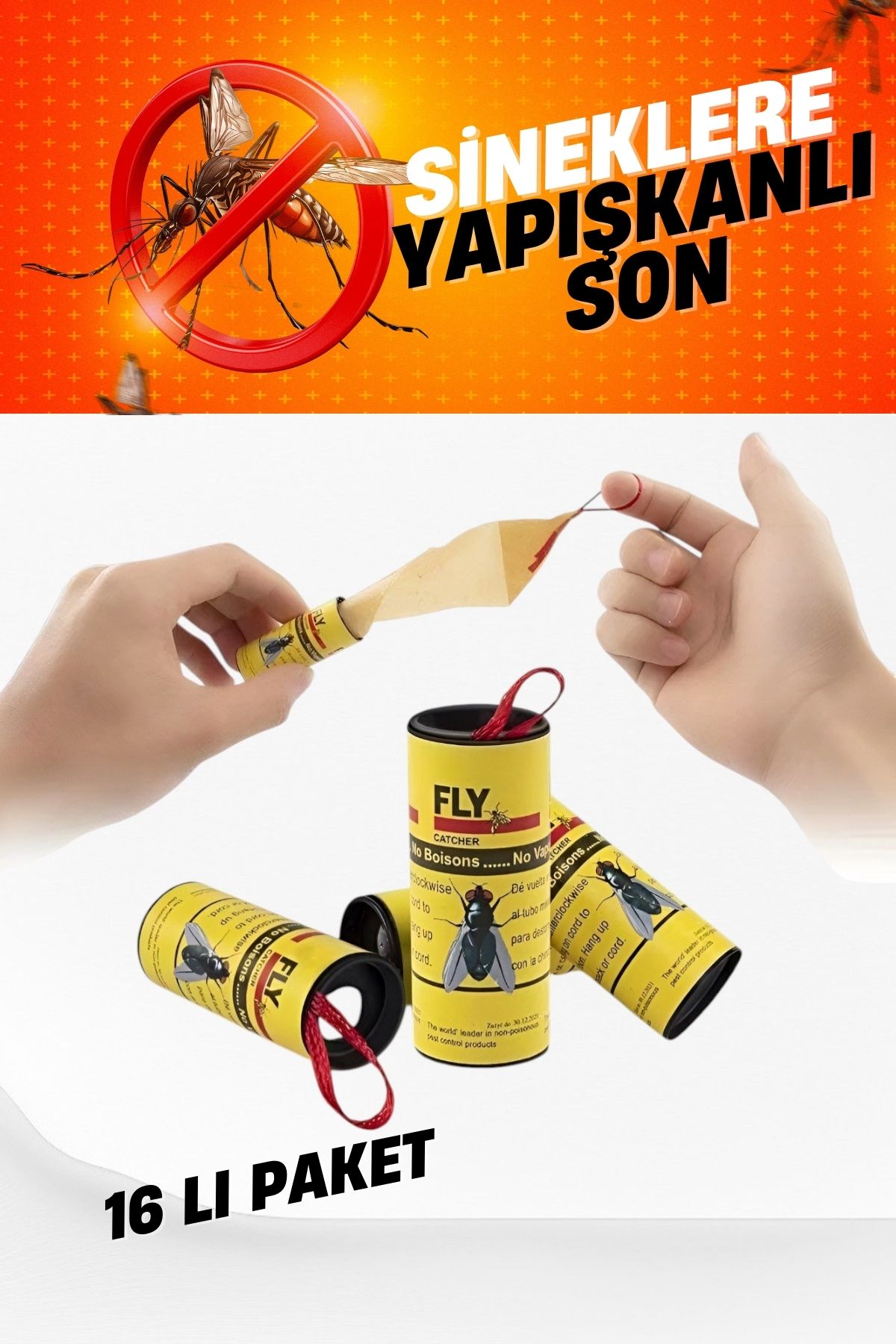 Yapışkanlı Sinek Şeridi Sinek Kapanı 16 ADET 721534