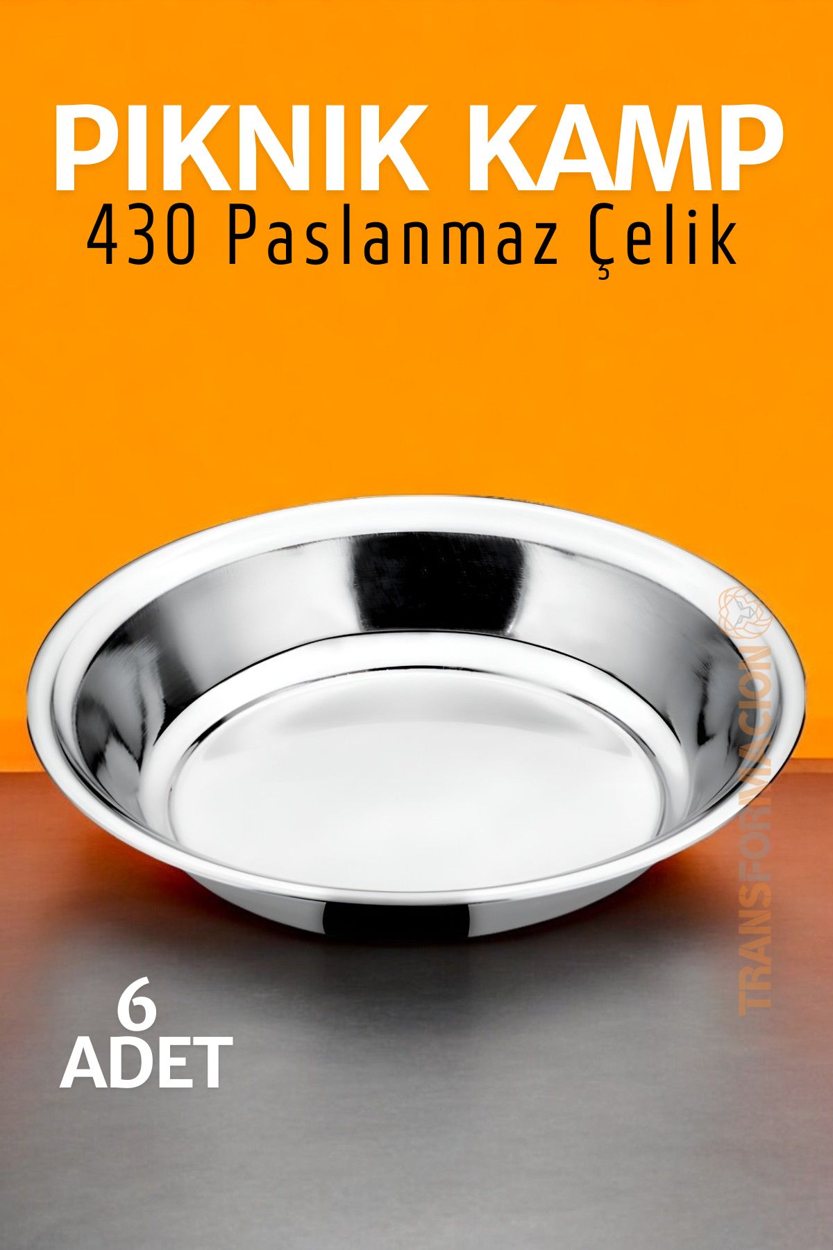 Paslanmaz Çelik Tabak Seti Kamp Piknik Tabağı 6 ADET 721502