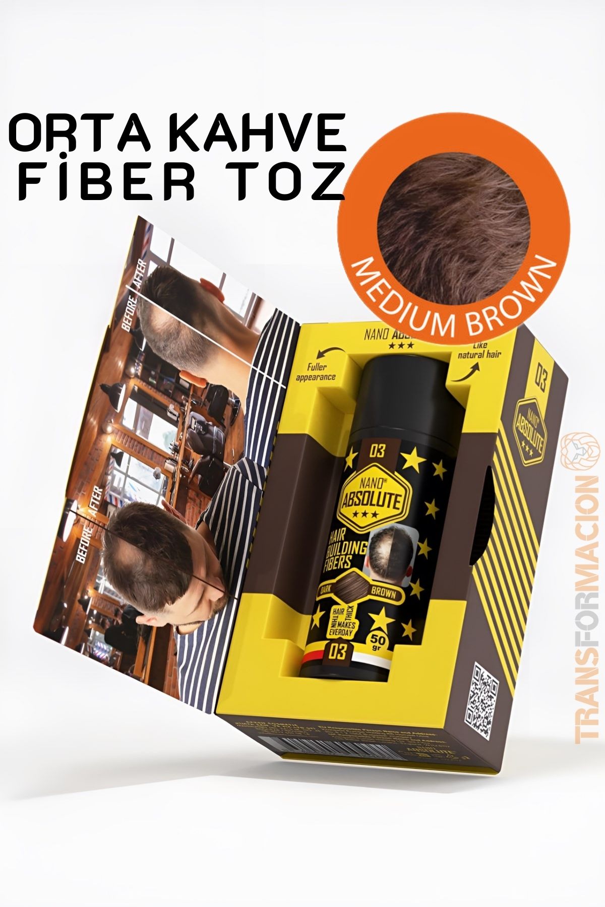 Saç Dolgunlaştırıcı Fiber Topik Toz ORTA TON KAHVERENGİ 721497