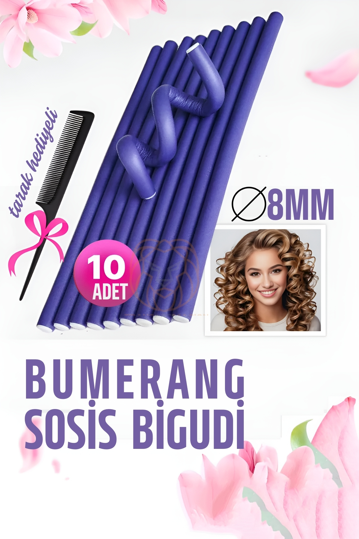 Bumerang Sosis Bigudi Tarak Seti 8 mm Kalınlık 10 Adet 721387