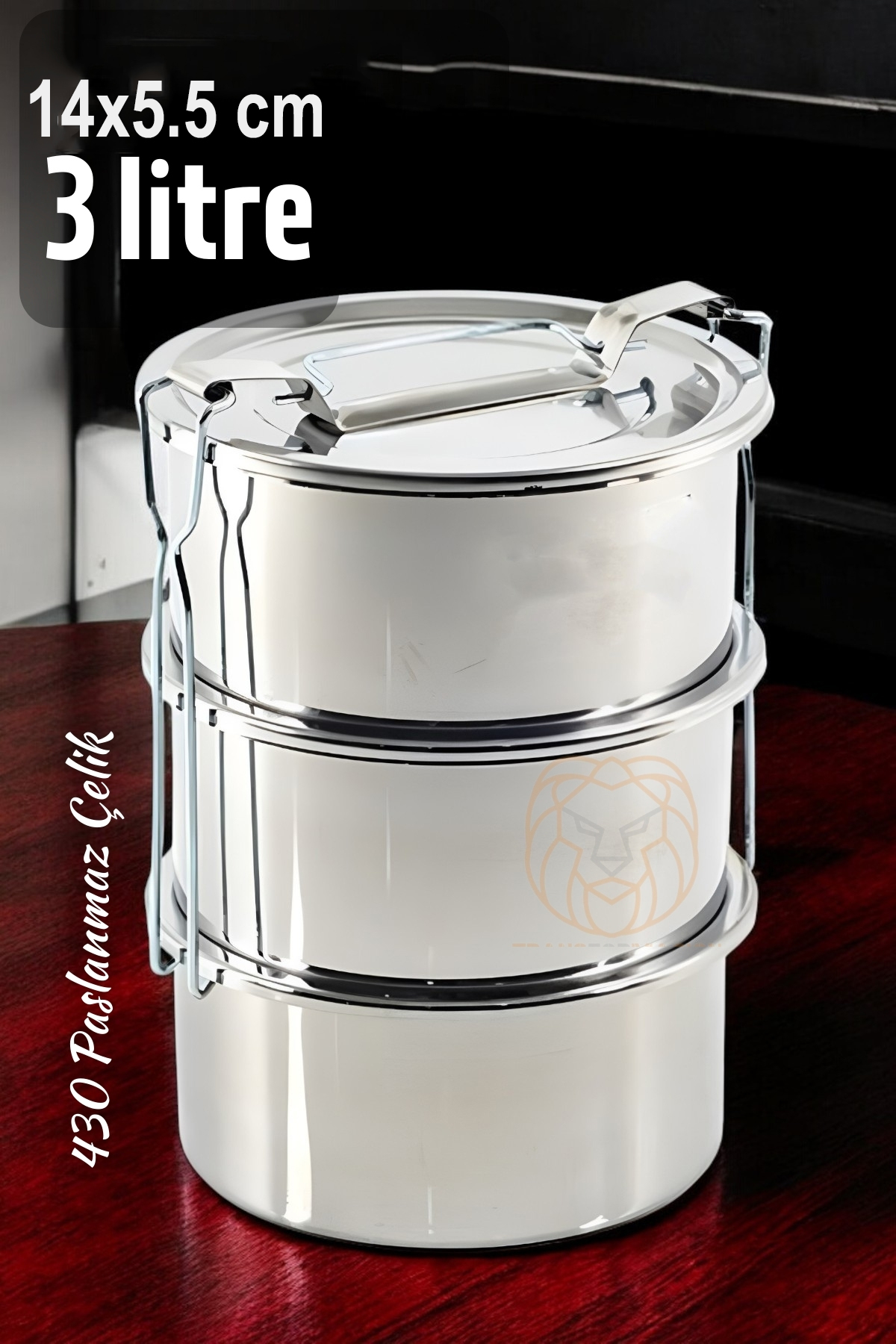 TransForMacion Sefer Tası Yemek Kabı Paslanmaz Çelik 3 Katlı 14 cm 3 LİTRE 721366