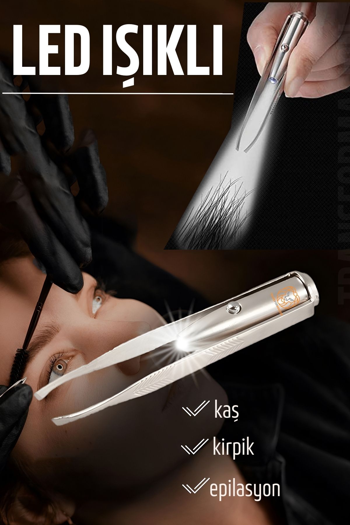 Led Işıklı Cımbız Kirpik Kaş Cımbız Epilasyon Cımbızı 721301