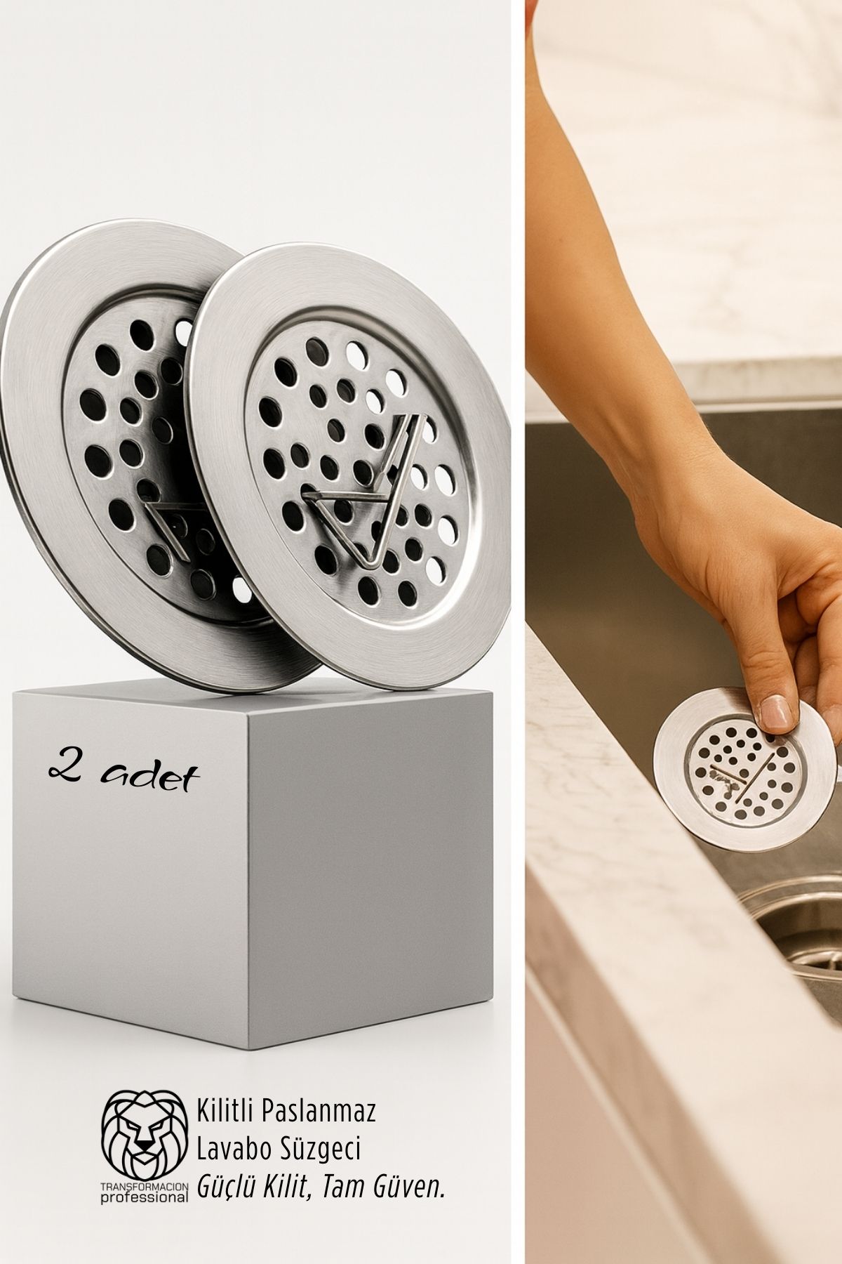 Kilitlenebilir Metal Lavabo Evye Süzgeci 2 ADET 721234