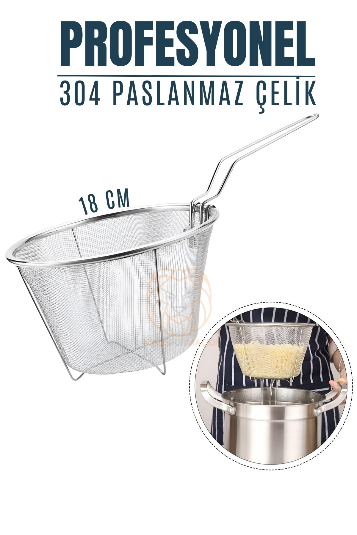 Kızartma Süzgeci Patates Kızartma Filtresi 304 Paslanmaz Çelik Mink Design 721078