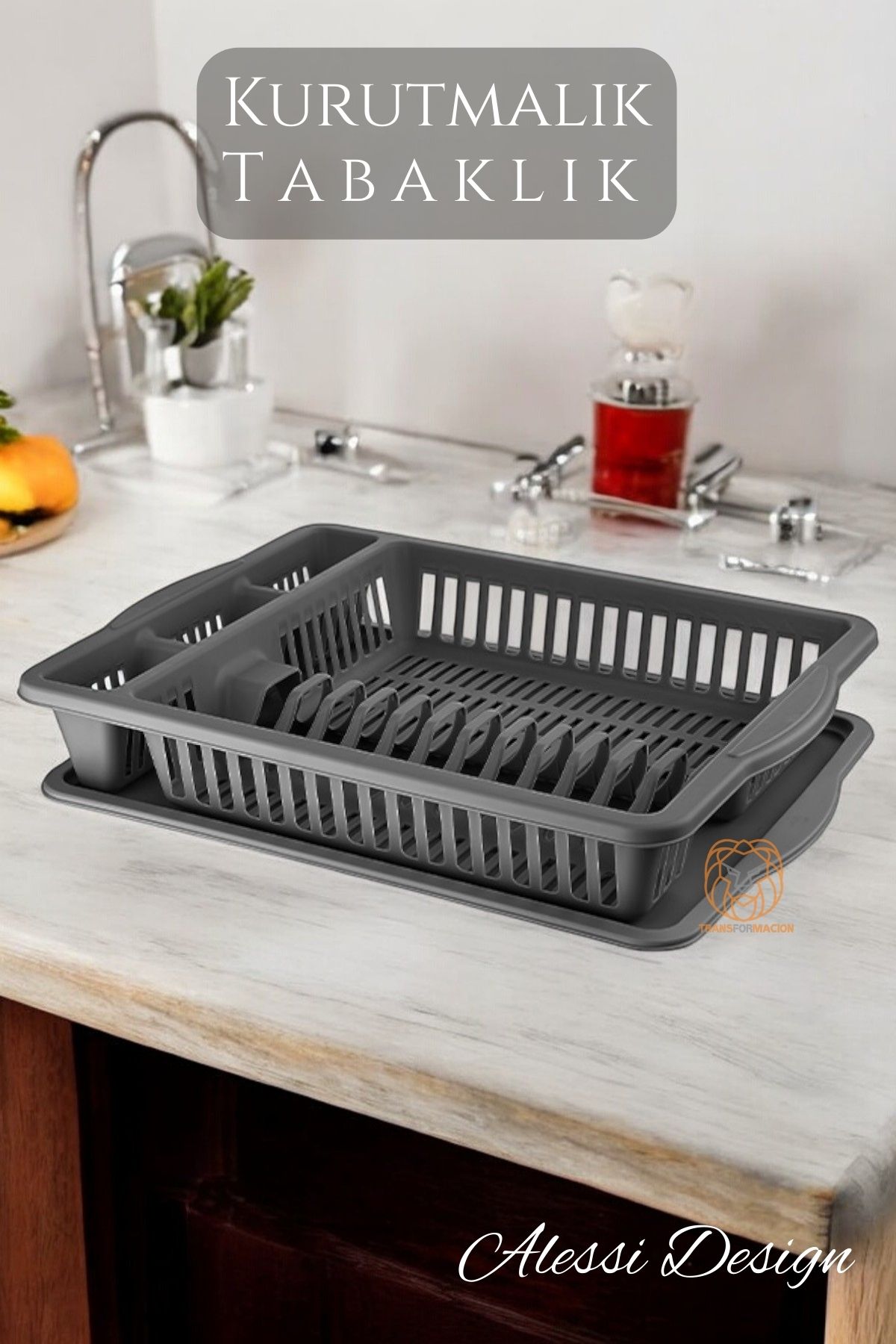 Bulaşık Durulama Sepeti Tabaklık Bulaşık Kurutmalık GRİ Alessi 715437
