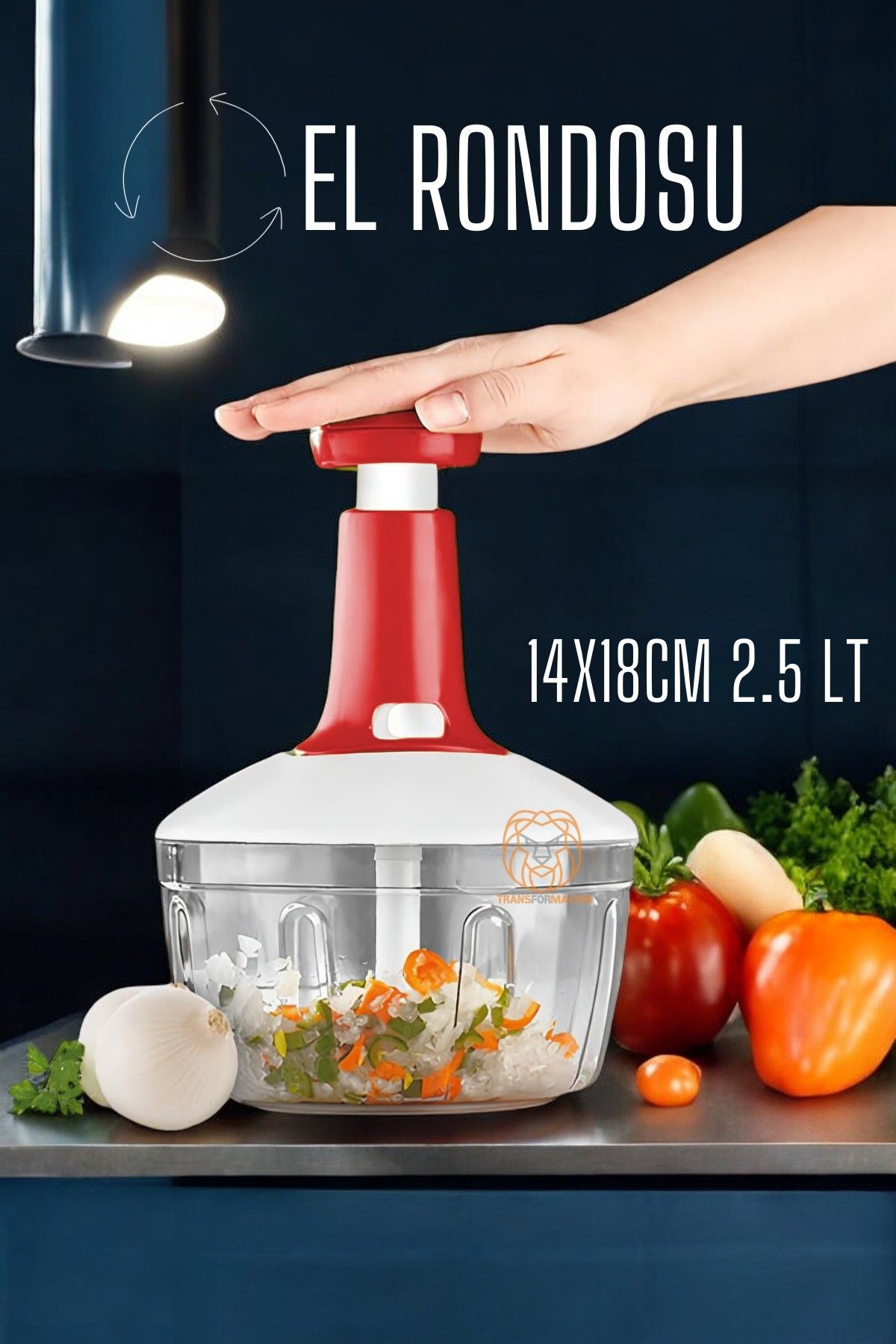 Pratik El Rondosu Üstten Basmalı 5 Bıçaklı 2.5 LİTRE 14X18CM 720896