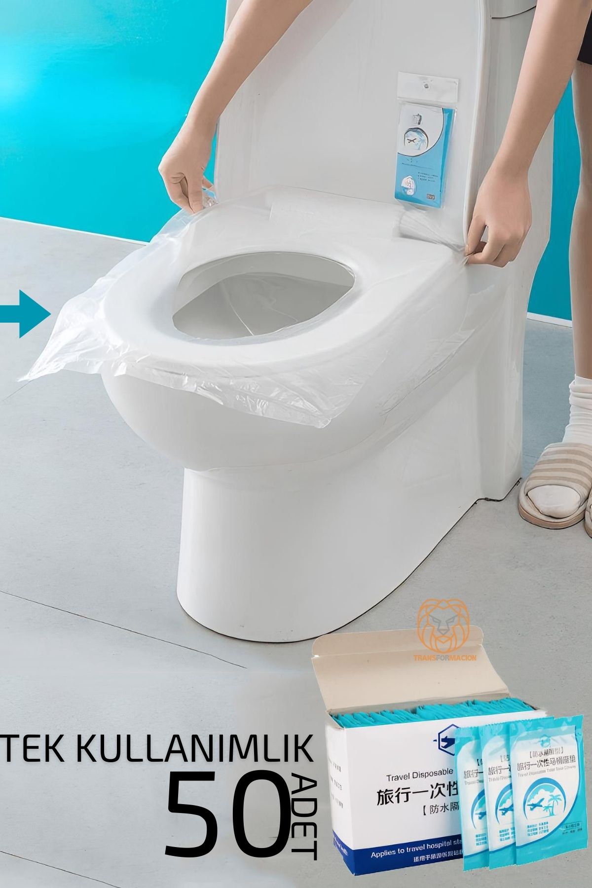 Klozet Kapağı Kılıfı Hijyenik Seyahat Tek Kullanımlık Klozet WC Örtüsü 50 ADET 720809