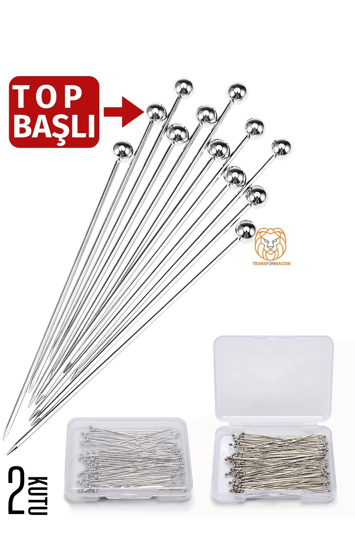 Top Başlı İğne 2 Kutu 100 Adet Başörtü İğnesi Toplu İğne 720782