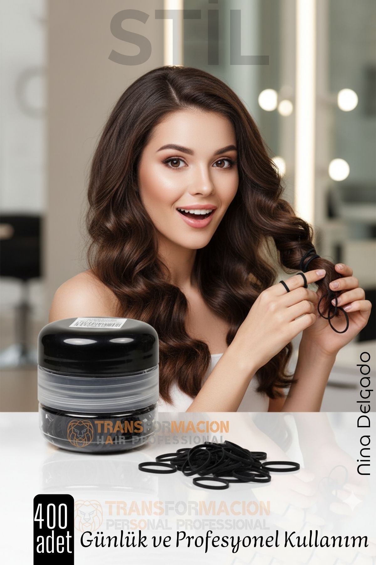 Silikon Saç Tokası Siyah Saç Lastiği Mini Elastik Toka 400 ADET SİYAH 720709 