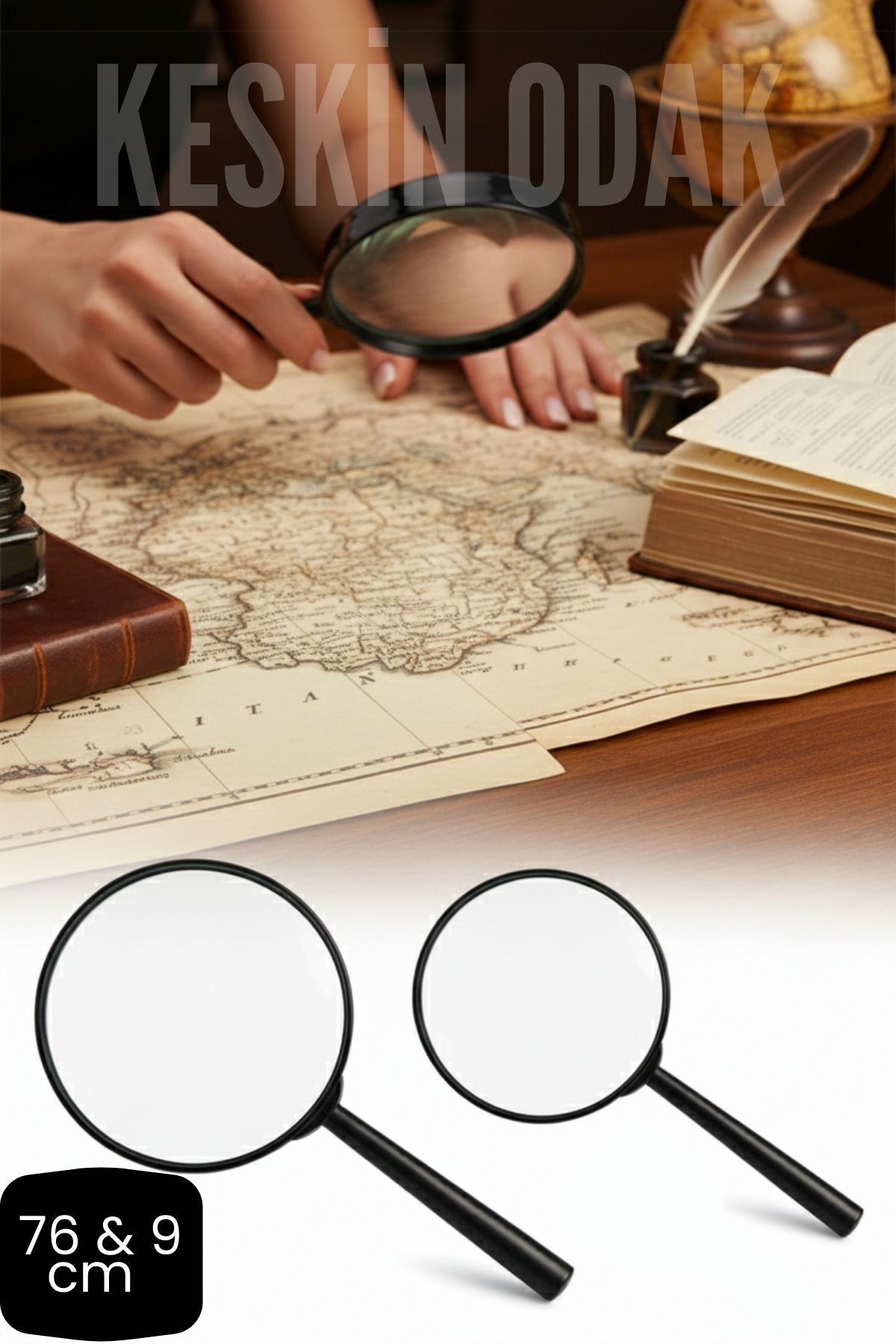 6 ve 9 cm Optik Lensli El Tipi Büyüteç | Profesyonel Okuma, Hobi, Koleksiyon Merceği 719687