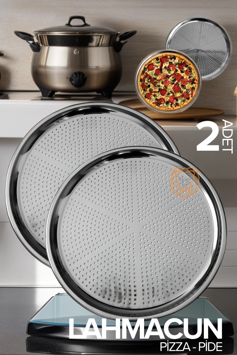 Lahmacun Pizza Pide Pişirme Tepsisi 2 li SET 32 cm 719633