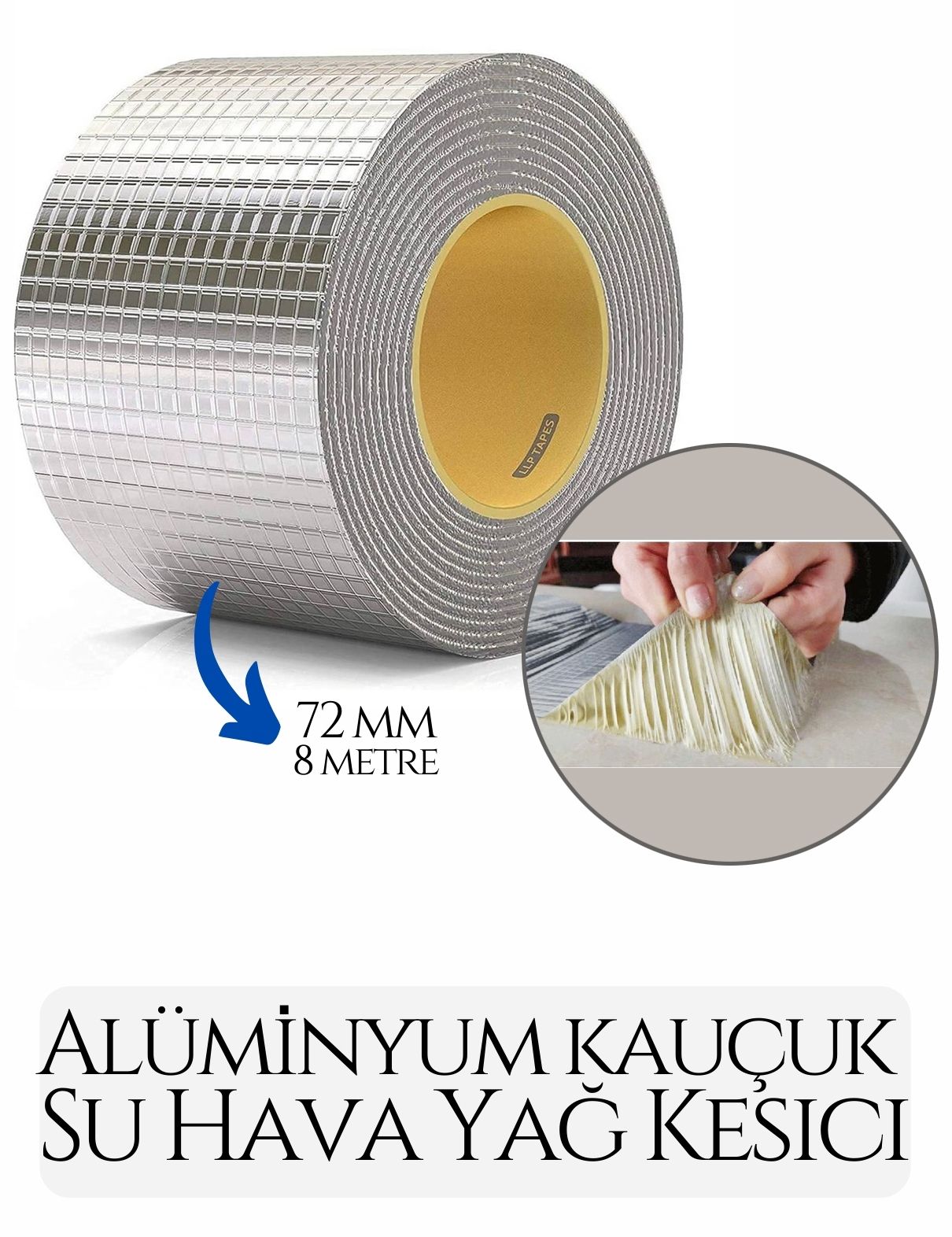 72 mm Su Hava Yağ Kesici İzolasyon Bandı 8 Metre 718909