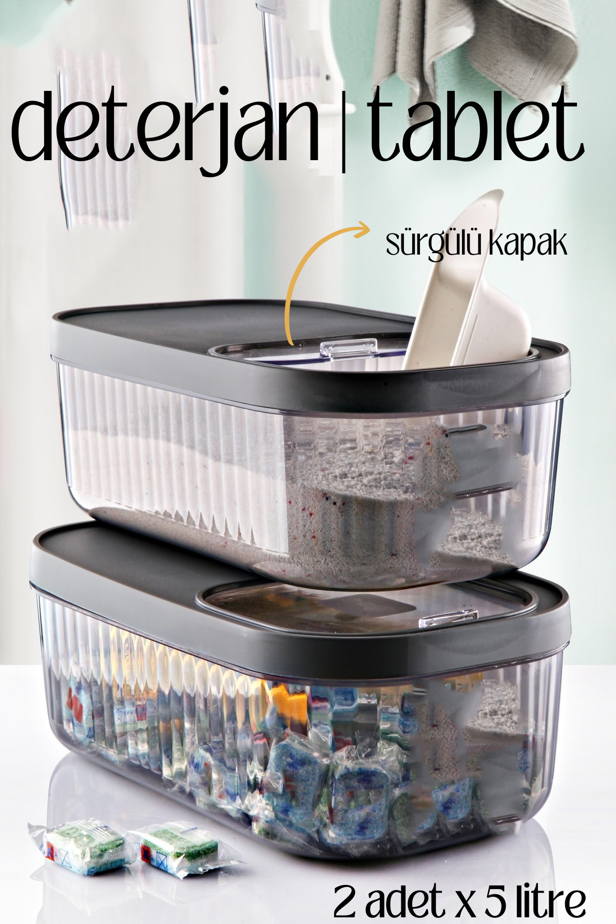 MultiBox Deterjan Tablet Kutusu Sürgülü Kapak 5 Litre 2 ADET 718473