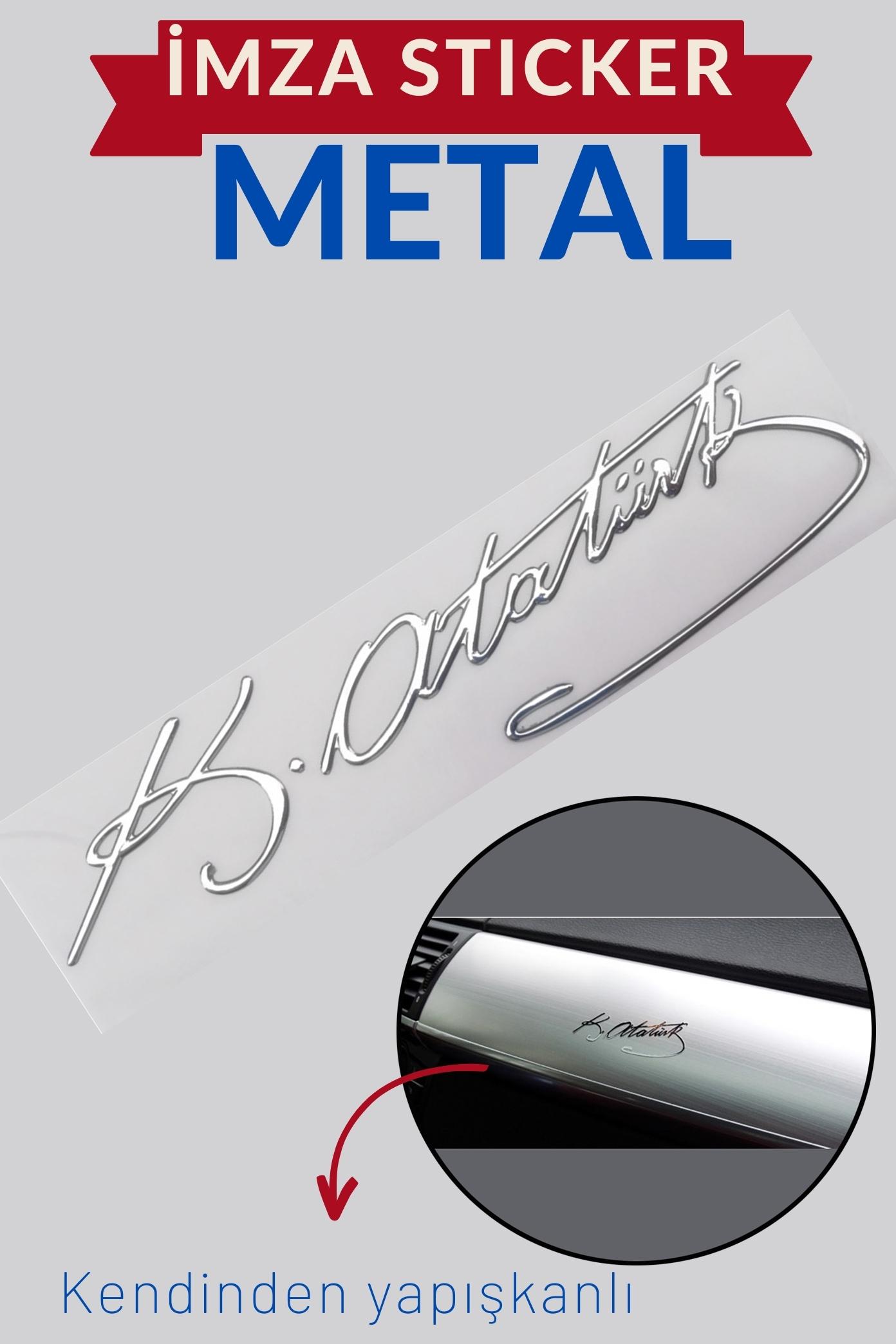 Metal 8.5 Cm Atatürk İmzası Sticker 